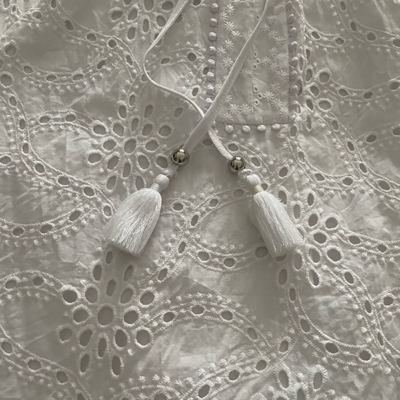 WHITE HOUSE BLACK MARKET Womens Eyelet Dress Size 6 Sleeveless Shift Lace Up - Picture 7 of 9